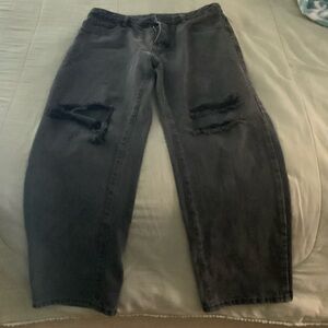 SHEIN Women's High Rise Distressed Black Jeans